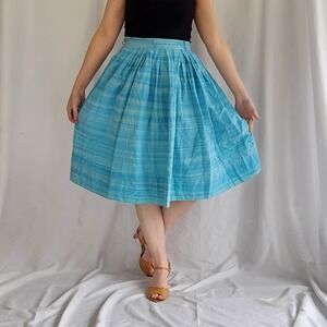 60s Home‎ Made Blue A Line Skirt